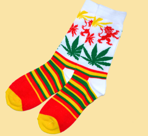 DISCONTINUED Natural Mystic Rasta Lion Tall Socks - HalfMoonMusic