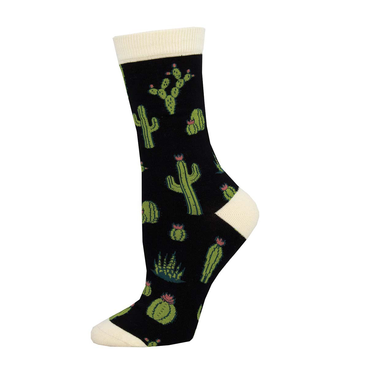 Womens King Cactus Crew Socks - HalfMoonMusic
