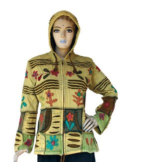 Womens Razor-Cut Patchwork Floral Hoodie - HalfMoonMusic