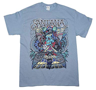 Mens Santana Folk Skull T-Shirt - HalfMoonMusic