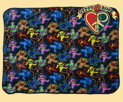 Grateful Dead Dancing Bear Jumble Fleece Throw Blanket - HalfMoonMusic