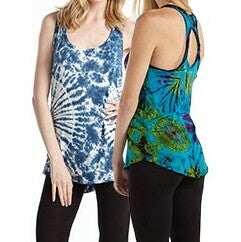 Womens Spandex Tie-Dye Twisted Back Tank Top - HalfMoonMusic