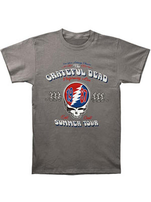 Mens Grateful Dead Summer Tour 87 Grey T-shirt - HalfMoonMusic