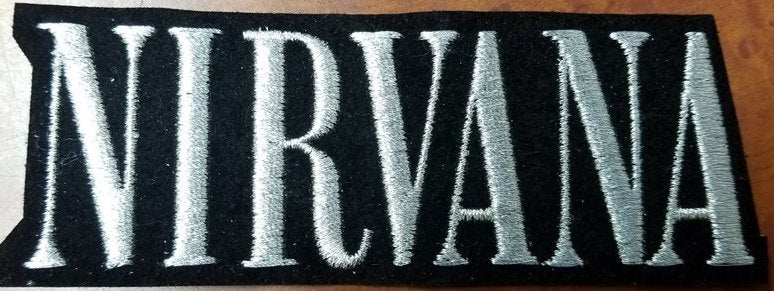 Nirvana Silver Name Tag Patch - HalfMoonMusic