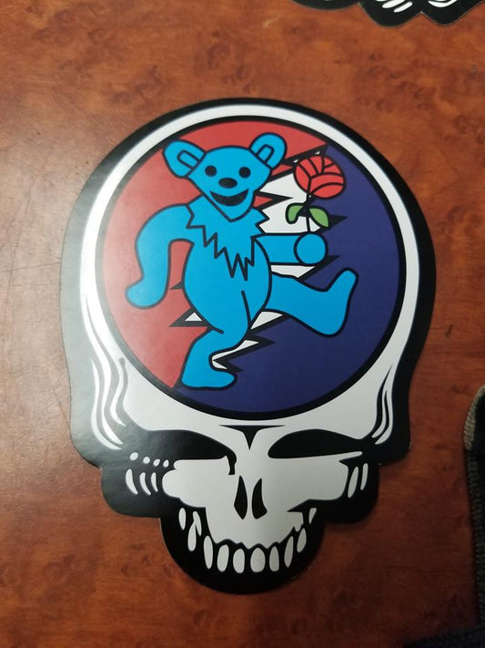 Blue Dancing Bear Steal Your Face Sticker - HalfMoonMusic