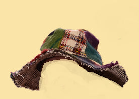 Recycled Patchwork Fringe Hat - HalfMoonMusic