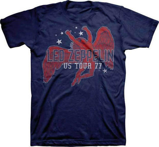 Mens Led Zeppelin Red Icarus Stars T-Shirt - HalfMoonMusic