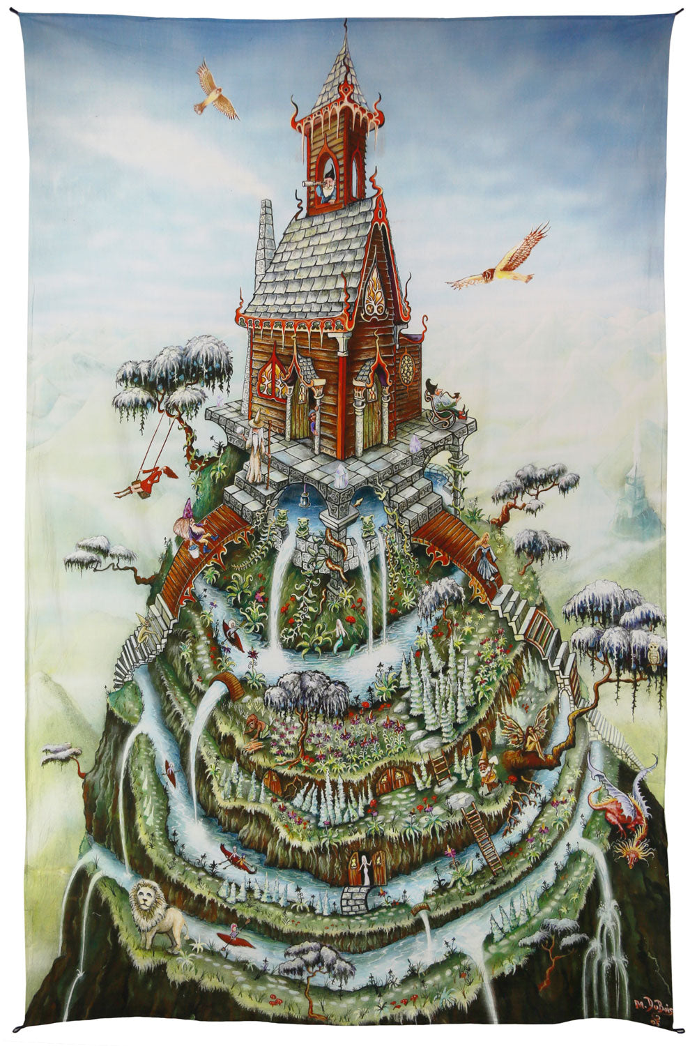 Home On The Hill Art Tapestry - HalfMoonMusic