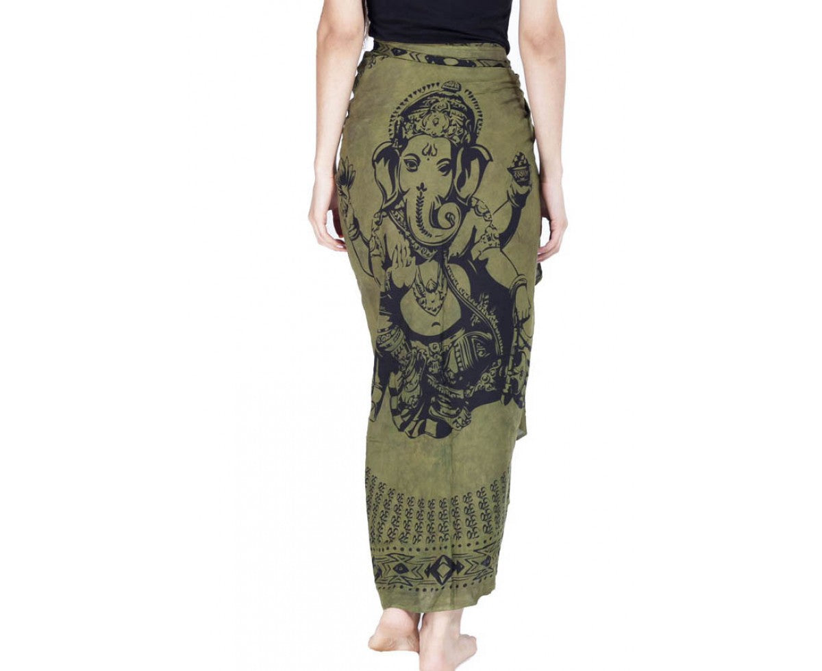 Ganesha-Ohm Print Tie Dye Sarong - HalfMoonMusic