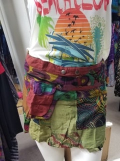 Shama Cotton Patch Snap Wrap Skirt with Pocket - HalfMoonMusic