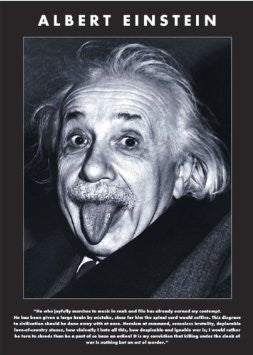 Albert Einstein Tongue Poster - HalfMoonMusic