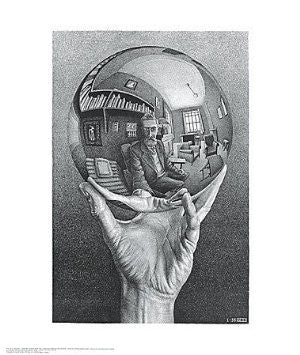 MC Escher Hand With Sphere Poster - HalfMoonMusic