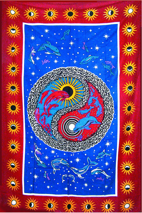 Celestial Dolphin Tapestry - HalfMoonMusic