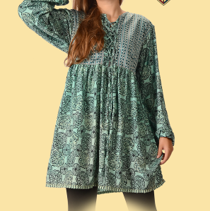 Womens Whispering Wind Recycled Sari Top - HalfMoonMusic