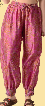 Recycled Sari Silk Harem Pants - HalfMoonMusic