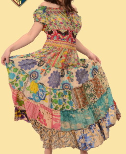 Womens Multi Tiered Corset Style Maxi Dress - HalfMoonMusic