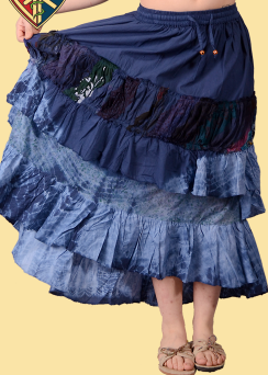 Womens Tiered Layered Tie Dye Skirt - HalfMoonMusic