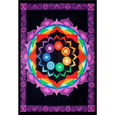 Rainbow Chakra Tapestry - HalfMoonMusic
