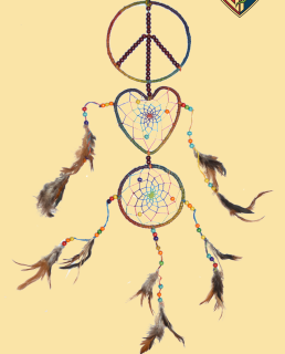 Peace Love Dream Rainbow Feather Dream Catcher - HalfMoonMusic