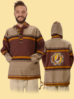 Grateful Dead Cotton Striped Tribal Steal Your Face Hoodie - HalfMoonMusic