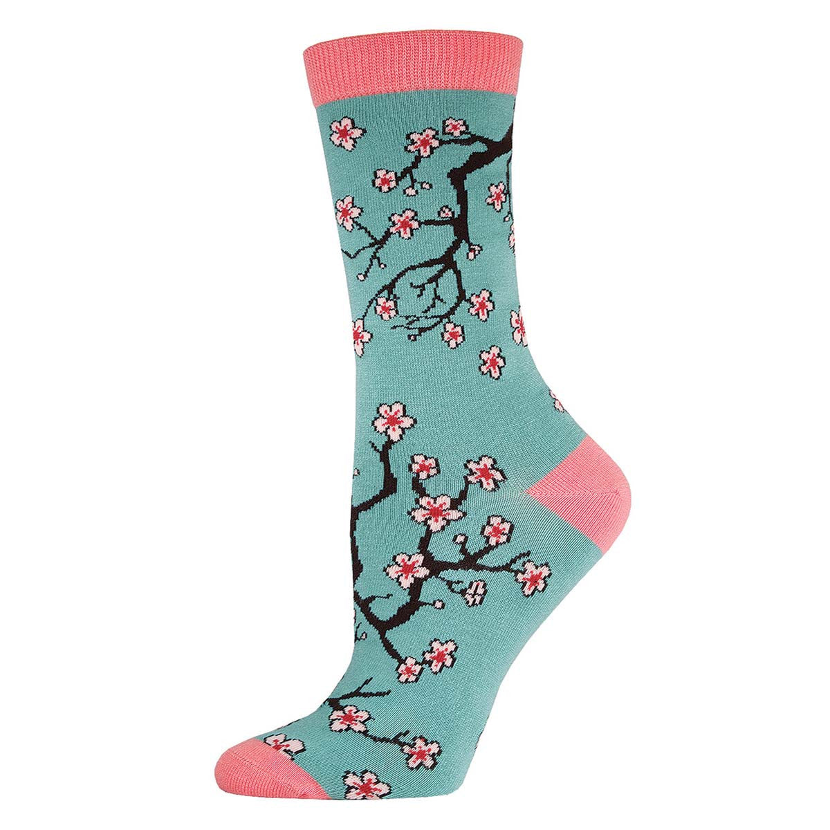 Womens Cherry Blossom Crew Socks - HalfMoonMusic