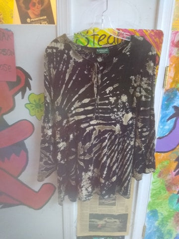 Womens Long Seeve Tie-Dye Bell Sleeve Tunic - HalfMoonMusic