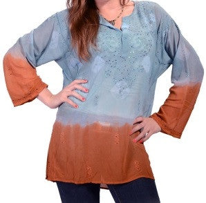 Womens Sun Dome Sheer Dip Dye Top - HalfMoonMusic