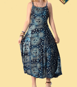 Womens Celestial Print Rayon Dress - HalfMoonMusic