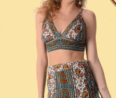 Womens Sunbeamer Printed Rayon Halter Top - HalfMoonMusic