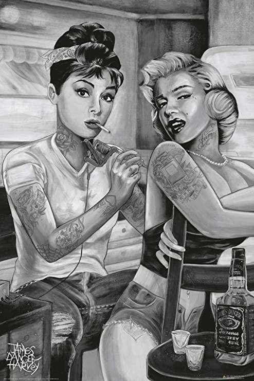 Audrey/Marilyn Tatoo Poster - HalfMoonMusic