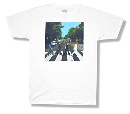 Mens Beatles Abbey Road On White T-shirt - HalfMoonMusic