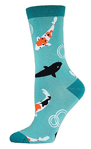 Womens Koi Pond Bamboo Crew Socks - HalfMoonMusic