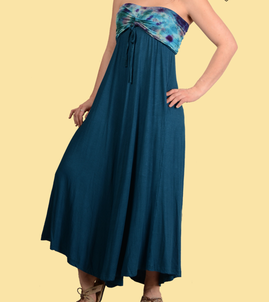 Solid To Tie Dye Spandex Blend Skirt Dress - HalfMoonMusic