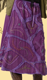 Womens Rough Cut With Emroidery Skirt - HalfMoonMusic