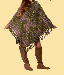Tie Dye Fringe Fleece Poncho - HalfMoonMusic