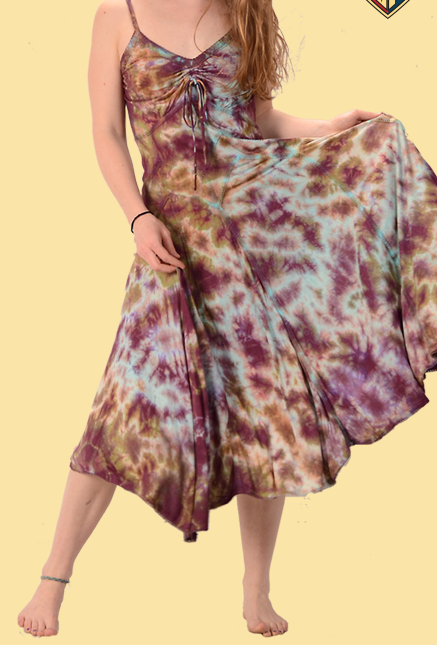 Womens Lady Madonna Tie Dye Sun Dress - HalfMoonMusic