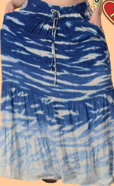 Womens Electric Sky Ombre Tie Dye Tiered Skirt - HalfMoonMusic
