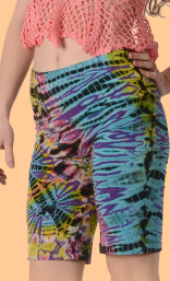 Womens Electric Lady Tie Dye Biker Shorts - HalfMoonMusic