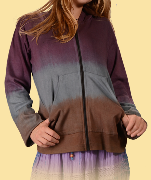Ladies Cotton Dip Dye Hoodie - HalfMoonMusic