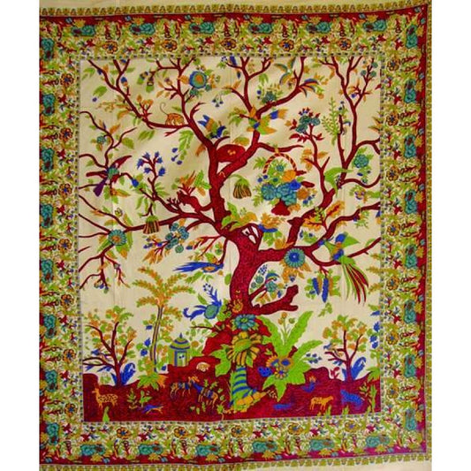 Tree Of Life Beige Tapestry - HalfMoonMusic