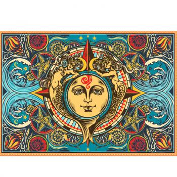 Mermaid Sun and Moon Tapestry 60x90" - HalfMoonMusic