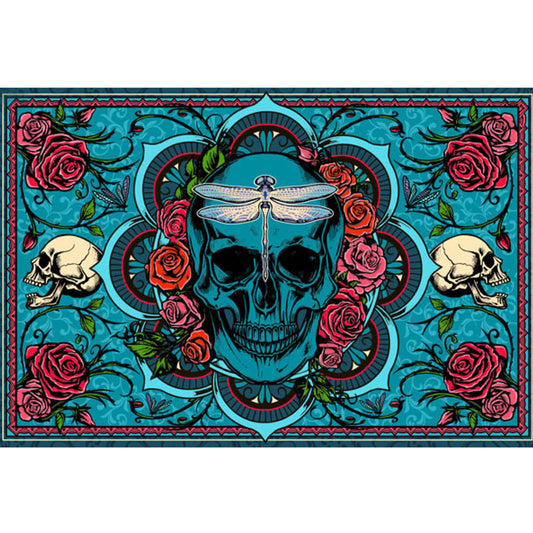 Skull and Roses Tapestry 24x36" - HalfMoonMusic