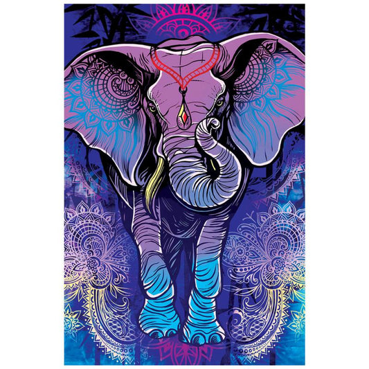 Rainbow Elephant 30"x40" Tapestry - HalfMoonMusic