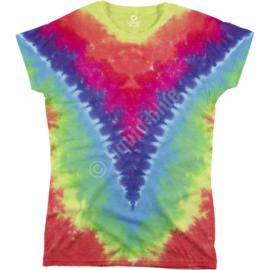 Rainbow V Tie Dye Juniors T Shirt - HalfMoonMusic