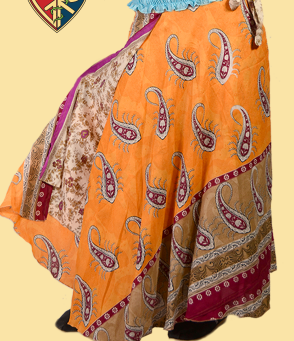 Women's Reversible Silk Like Wrap Skirt - HalfMoonMusic