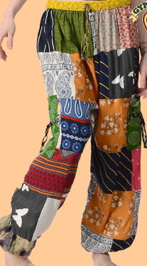 Cotton Patchwork Pants With Pockets - HalfMoonMusic