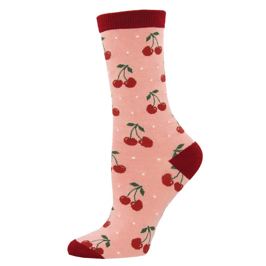 Womens Cherry Crew Socks - HalfMoonMusic