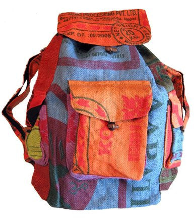 Large Recycled Rice Bag Backpack - HalfMoonMusic