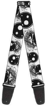 Space Your Face White and Black Guitar Strap - HalfMoonMusic