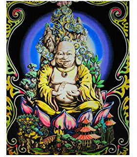 Detailed Buddha Black Light Reactive Tapestry - HalfMoonMusic